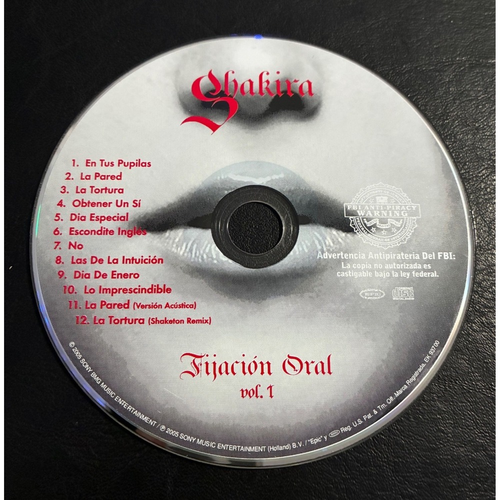Shakira Fijacion Oral Vol. 1 CD 2005 Latin Pop EK 93700 Disc Only